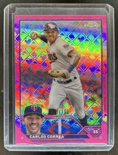 2023 Topps Chrome Logofractor Carlos Correa Pink Refractor #/199 Twins
