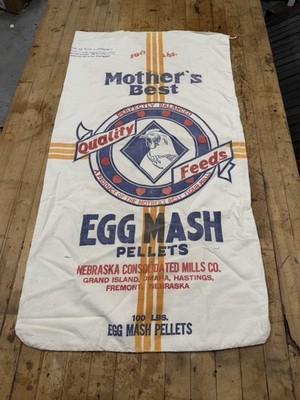 Vintage Mothers Best Egg Mash Seed Corn Cloth Bag Farm Feed Sack Nebraska
