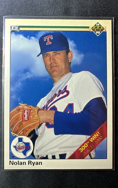 1990 Upper Deck - Nolan Ryan #734 300th Win Banner on Front NEAR MINT VINTAGE