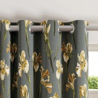 Ted Baker Wild Iris Lined Blackout Eyelet Curtains - charcoal, W167 x Drop 183cm