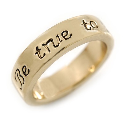 Vergoldeter Ring mit Gravur ''Sei dir selbst treu'' - Größe 7