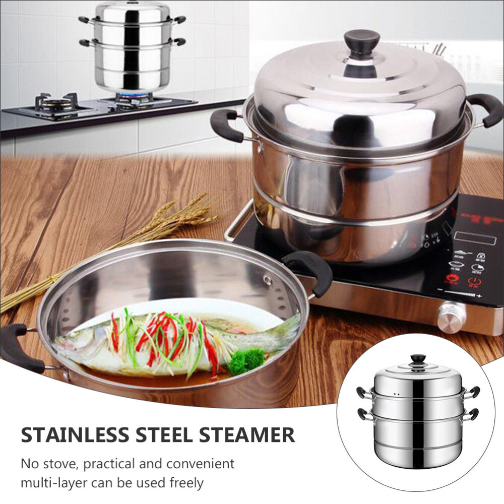 Steam Pot 3 Layer Steamer Pot Steam Cooking Pot Stainless Steel Steamer