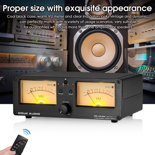 Dual Analog VU Meter 2-way Amplifier/Speaker Audio Switcher Box DB Panel Display - Picture 9 of 10