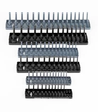 Hansen 6 Pc Socket Organizers Tool Rack Holders 1/4" 3/8" 1/2" Black/Grey - USA
