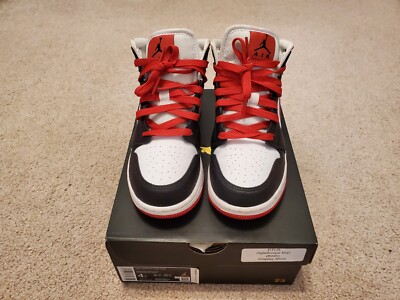 AIR JORDAN 1 MID (GS) BLACK / VERY BERRY - WHITE BIG KIDS 554725  