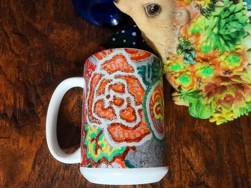 2-Piece 15oz Large Mugs - Floral Themed. UV Reactive. - Picture 8 of 16