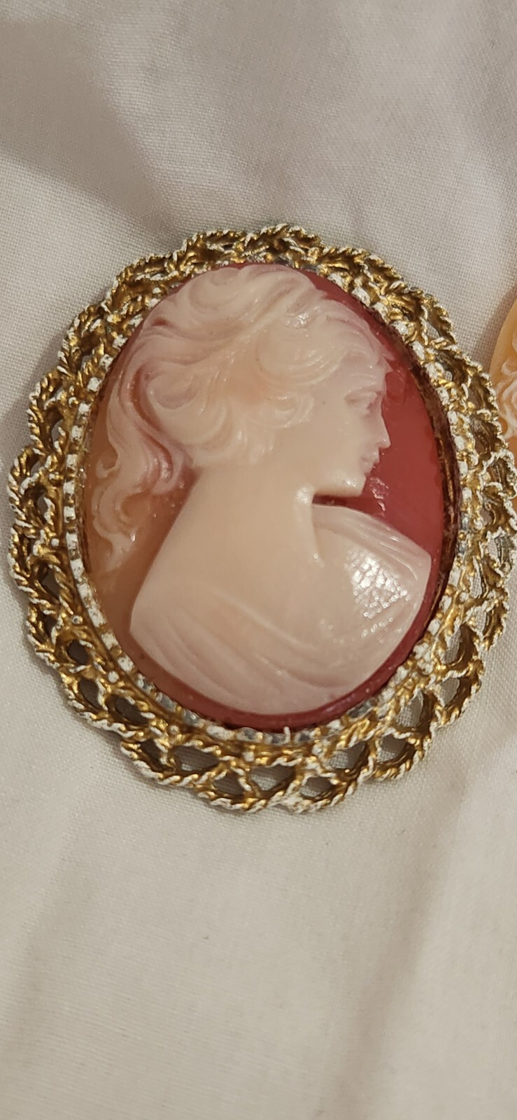 Vintage Cameo Brooch and loose lot Pendant Costum… - image 2