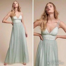 Anthropologie BHLDN Hitherto Brit Lace Chiffon Dress - NWT Women's Size 16 Green
