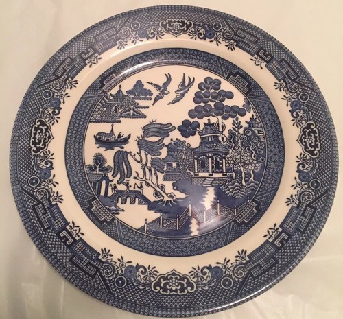 NIB CHURCHILL Blue Willow 3 Piece Place Setting Set Dinner Plate Cup & Saucer - Picture 3 of 9