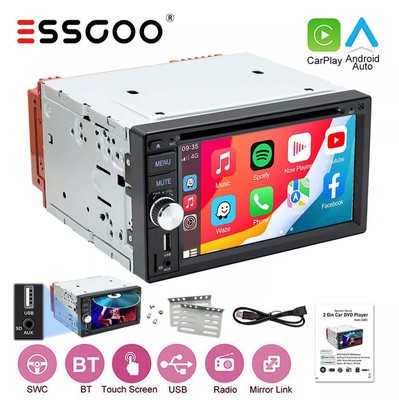 6.2'' CD DVD Player Apple CarPlay Car Stereo Touch Bluetooth Radio Double 2 Din