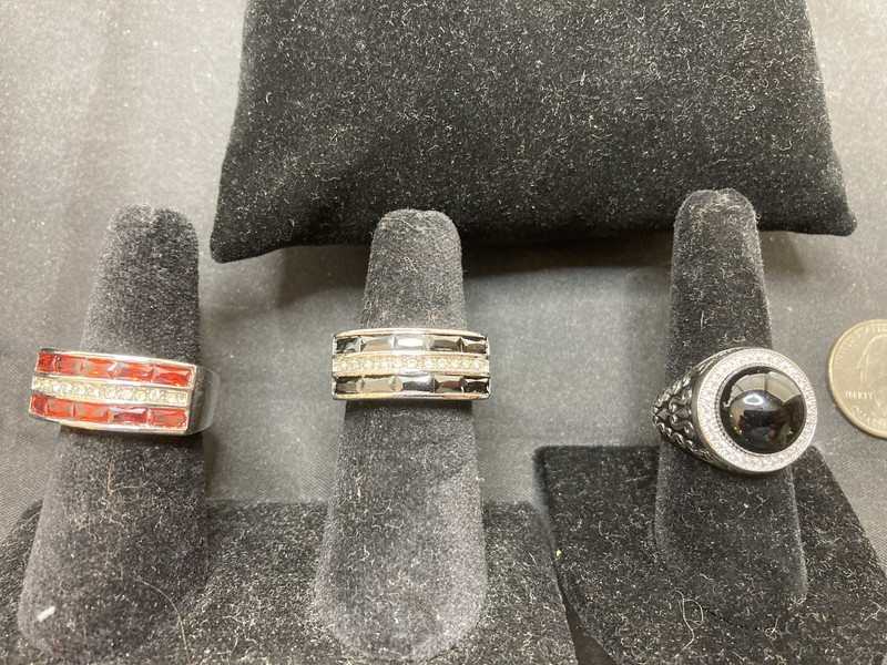 Trio of Elegant Sterling and Gemstone Cocktail Rings from My Film Collection