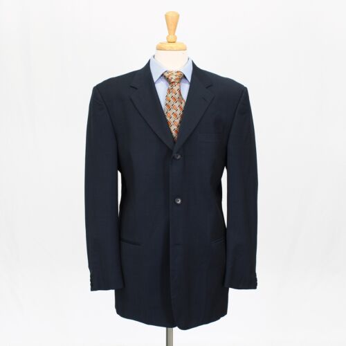 Cerruti 1881 44L Navy Sport Coat Blazer Jacket Solid 3B Wool - Picture 1 of 11