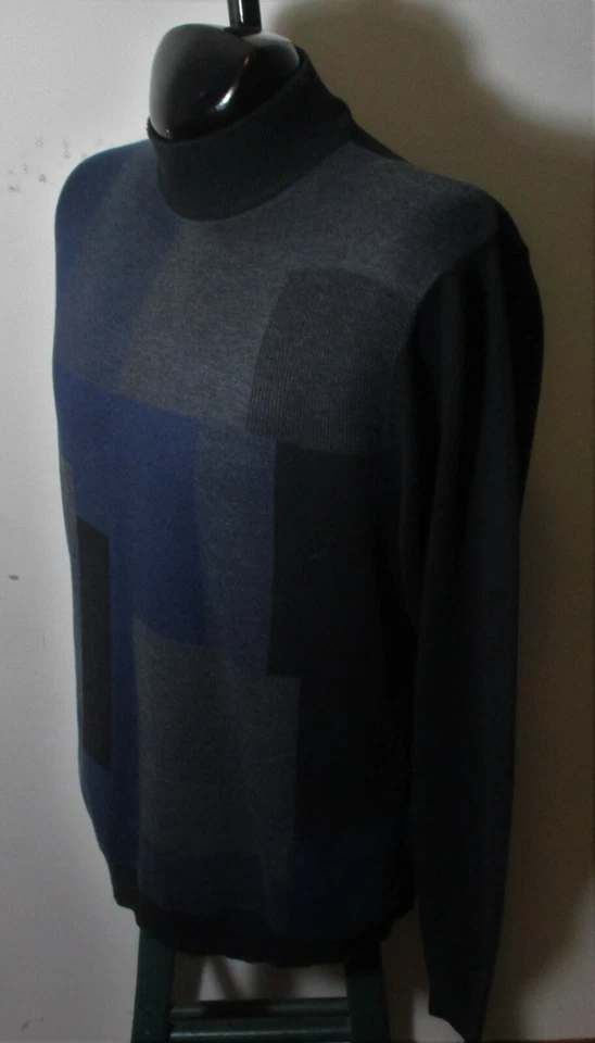 Suéter CRAZY HORSE Azul, Verde Negro Cuello Simulado Talla L Foto 4 de 4