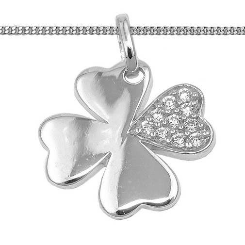 Kleeblatt Frauen MäDchen GlüCks Herz Klee Blatt AnhäNger Kette Echt Silber 925-image