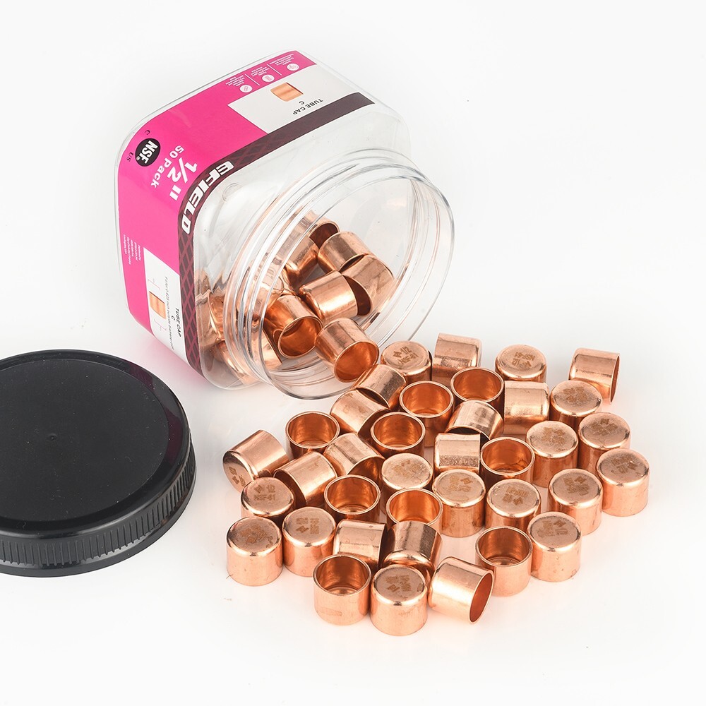 Pro 50 Pack EFIELD 1/2" Copper Pipe End Cap ( Plug) Solder Fittings,  Lead Free