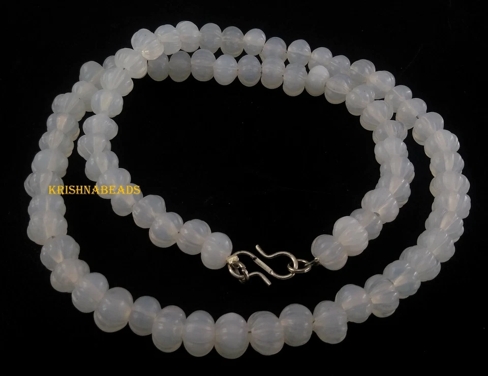 Sandía 18" Collar Blanco Opalita Tallado 6-7mm Hidro Suave Piedras Preciosas Cuentas Foto 3 de 4