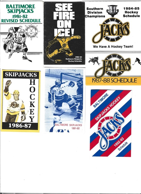 Baltimore Skipjacks AHL Hockey schedules - 1981- 1993 *lot of 7* Penguins & Caps