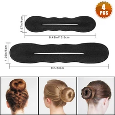 4pcs Black Magic Foam Sponge Bun Maker Hair Donut Ponytail Clip Twist Sock Tool