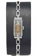 Ladies Art Deco Bulova with Diamonds and Gold Dial 