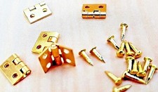 Small Hinges Brass Dolls House Door Jewellery Box Lid Hinge With Pins Crafter