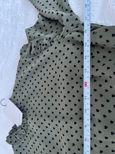 Essentiel Antwerp Green Black Heart Print Viscose Smok Neck Asymetric Dress EU34 - Picture 13 of 16