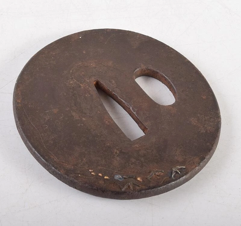 Espada japonesa antigua rara oro plata incrustación Tsuba Samurai Katana Guardia Japón Foto 2 de 4