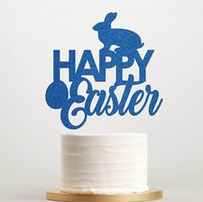 Happy Easter Cake Topper Easter Bunny Design Double Sided Glitter Party Decor