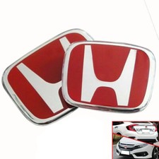 2pcs Front Rear Red H Emblem Badge Fit For 2016-2021 Honda Civic Sedan 4door 2pcs Front Rear Red H Emblem Badge Fit For 2016-2021 Honda Civic Sedan 4door