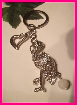Edler Strass Storch Vogel Glitzer Schlüsselanhänger Taschenanhänger NEU  (E9)