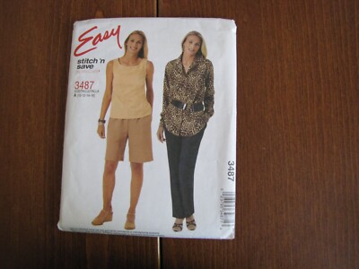 McCall's EASY Sewing Pattern - 3487 Tops / Pants Size A 10 - 16  UNCUT NOS 2002