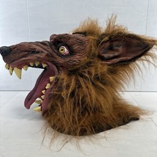 Wolf Mask Werewolf Latex Costume Horror Scary Red Fur Terrifying