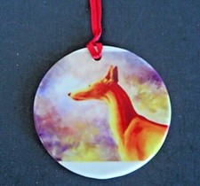 Greyhound Porcelain Hanging Ornament 3"