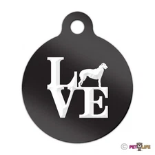 Love Scottish Deerhound Engraved Keychain Round Tag w/tab park Many Colors
