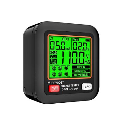 Aicevoos D9C Steckdosentester RCD Stecker Buchse Detektor LCD Display AC Analyzer