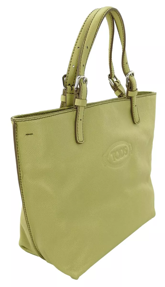 Tods Tote Bag Pale Green Leather Handbag Small to Medium Handbag RRP 520