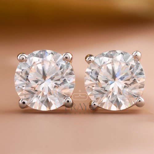 1.11 Ct Round Lab Grown Diamond Stud Solitaire Earrings 14k Gold IGI Certified - Picture 2 of 4