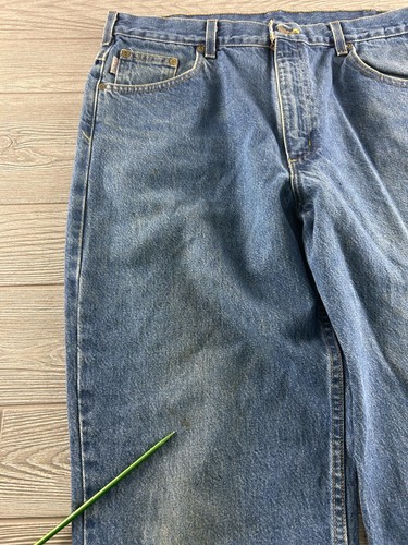 Jeans da lavoro Carhartt B146 DST Distressed Denim - Uomo taglia 38X30 lavaggio medio - Foto 3 di 12