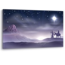 Christmas Mary Joseph Nativity Star Framed Canvas Wall Art Picture Print