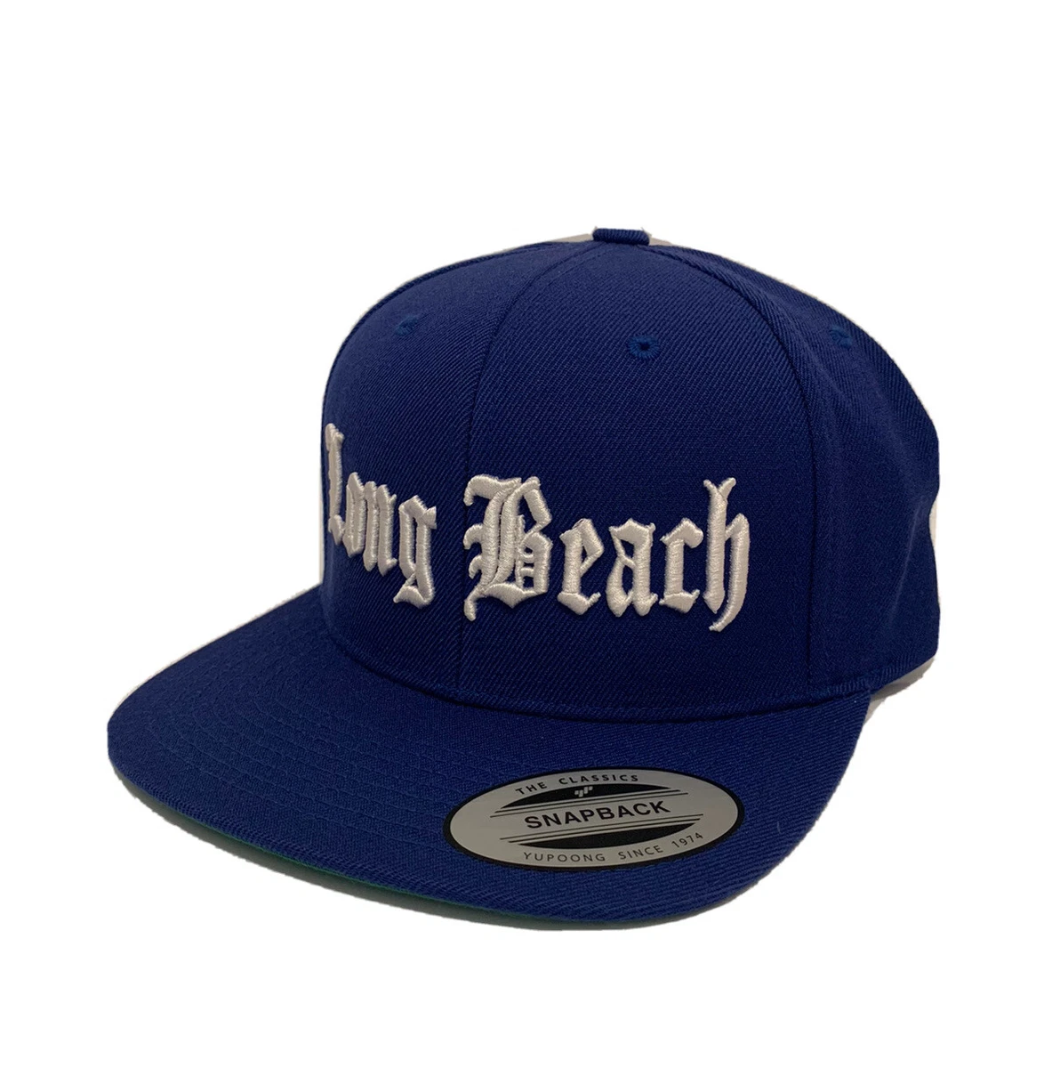 Long Beach Classic Snapback Cap Hat 3D Embroidery Yupoong Adjustable Royal  Blue