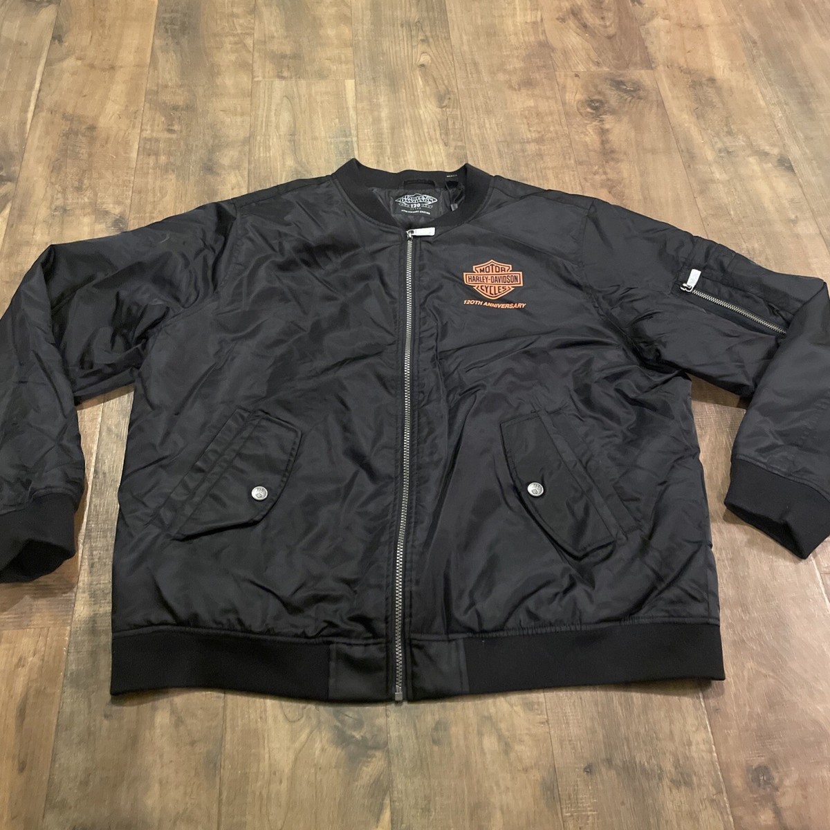 断捨離 Harley-Davidson ブラック ナイロン ジャケット Harley-Davidson Motorcycle Jacket OEM Men's Black & Gray