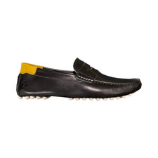 Mocasín de cuero para hombre Lacoste Concours 123 1 CMA - negro/blanco roto, talla 10,5 M EE. UU.