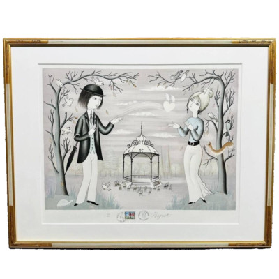 Raymond Peynet 'Love Catch' Lithograph, Signed, Limited