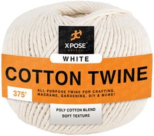 375' Cotton Twine-Food Grade Cotton String Ball, White String Line Twine ,24 ply