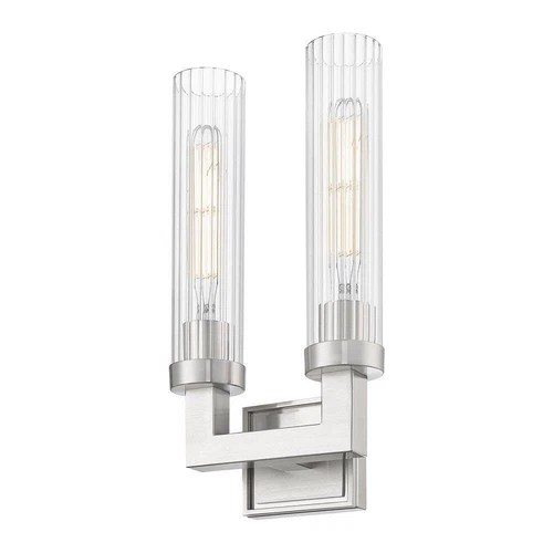 Z-Lite Beau 16.75 in. Brushed Nickel 2 Light Wall Sconce w/ Clear Glass Shade - Picture 4 of 9