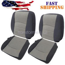 Driver Passenger Bottom-Top Seat Cover Gray For 2009-2012 Dodge Ram 1500 2500