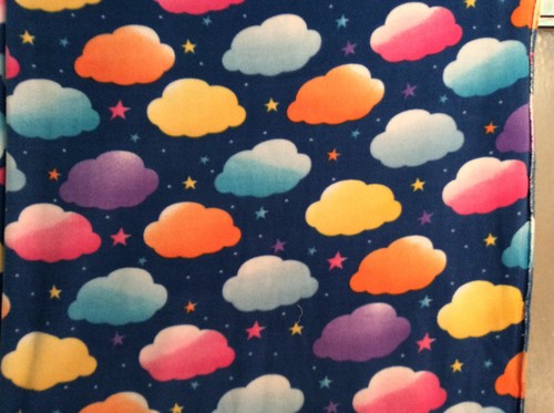 Fleece Fabric Print FLUFFY COTTON CANDY CLOUDS NIGHT SKY STARS 60" w, sold BTY - Picture 4 of 10