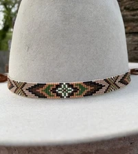 Western Seed Beaded Hat Band Fit Cowboy Hatband South West Multi Color Hat Band