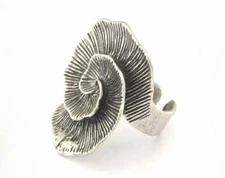 Flower Adjustable Antique Silver Plated brass 17mm 7US insize - Adjustable 2846