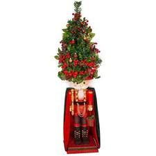 Kurt Adler LED Glowing Plaid Christmas Tree Nutcracker, 36"