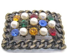 TipToe Shoe Clip Single Colorful Faux Jewel Design Metal